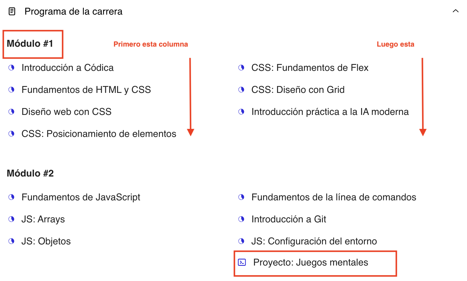 Estructura de la carrera