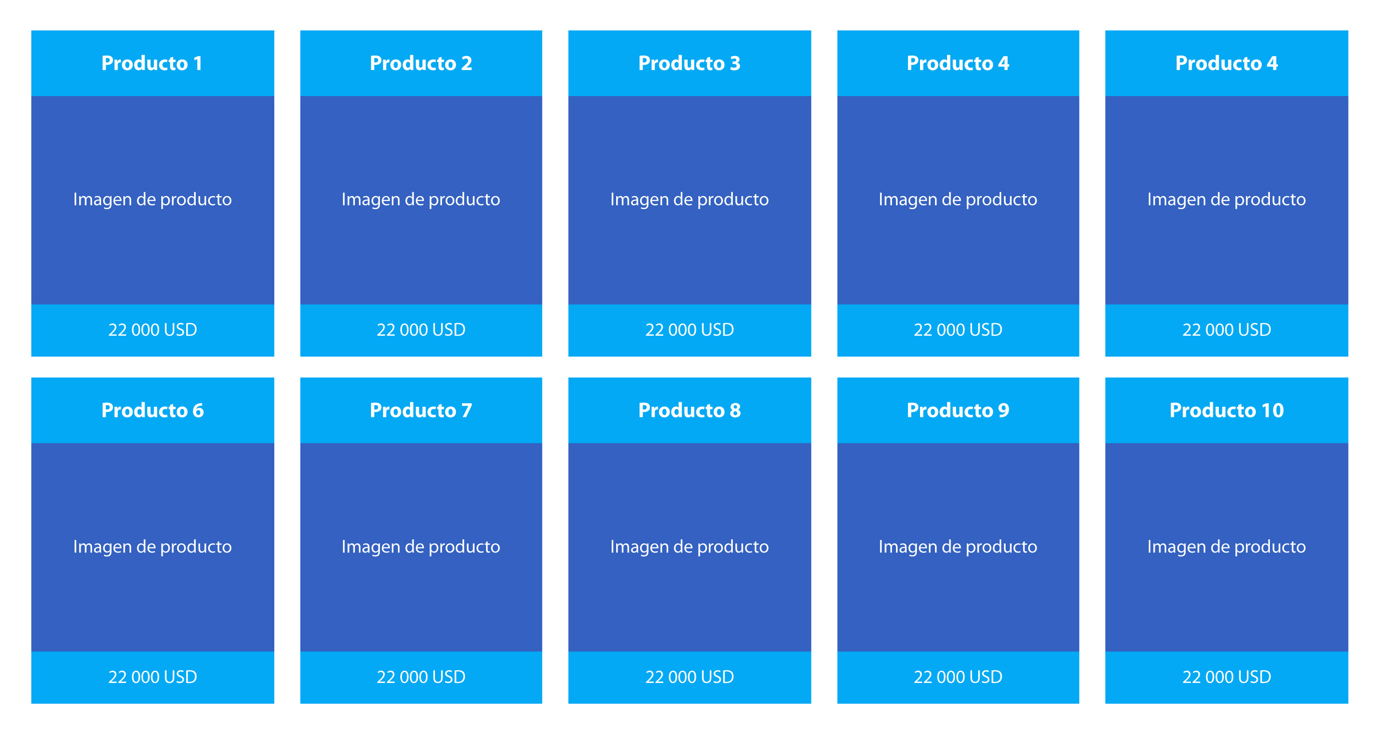 Lista de productos en una tienda en línea