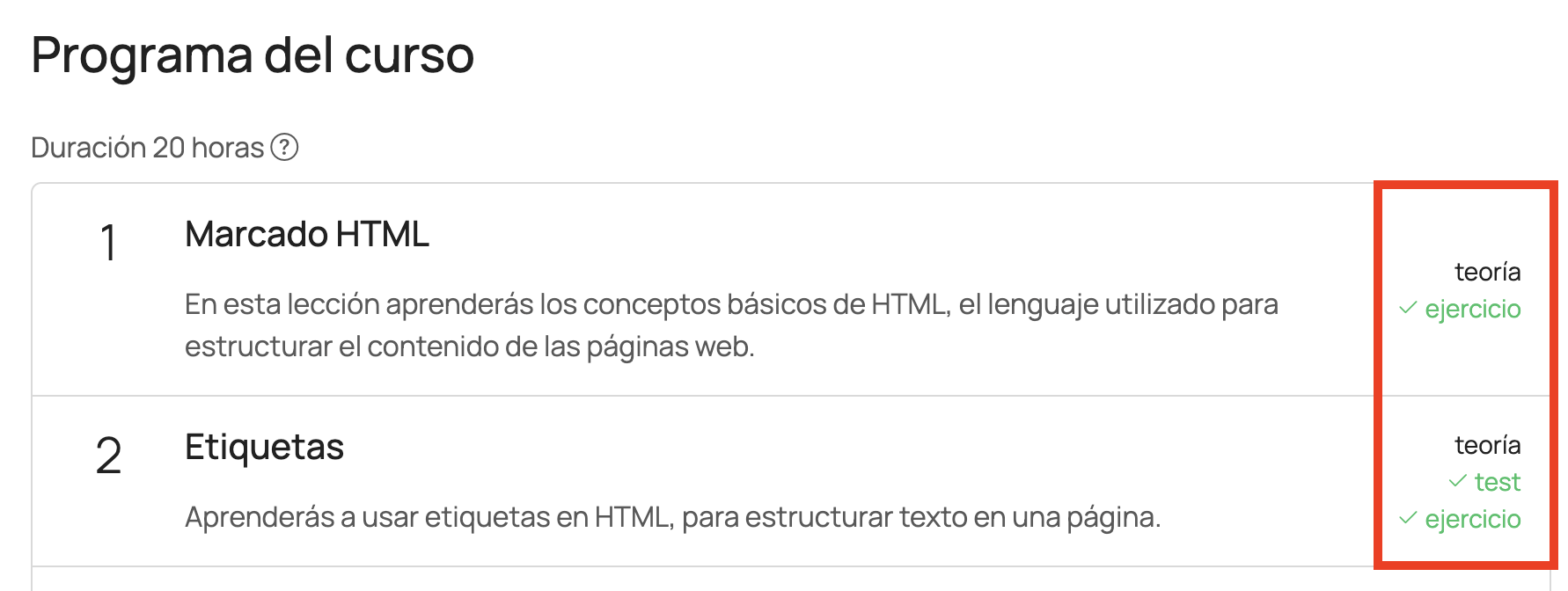 Estructura del curso